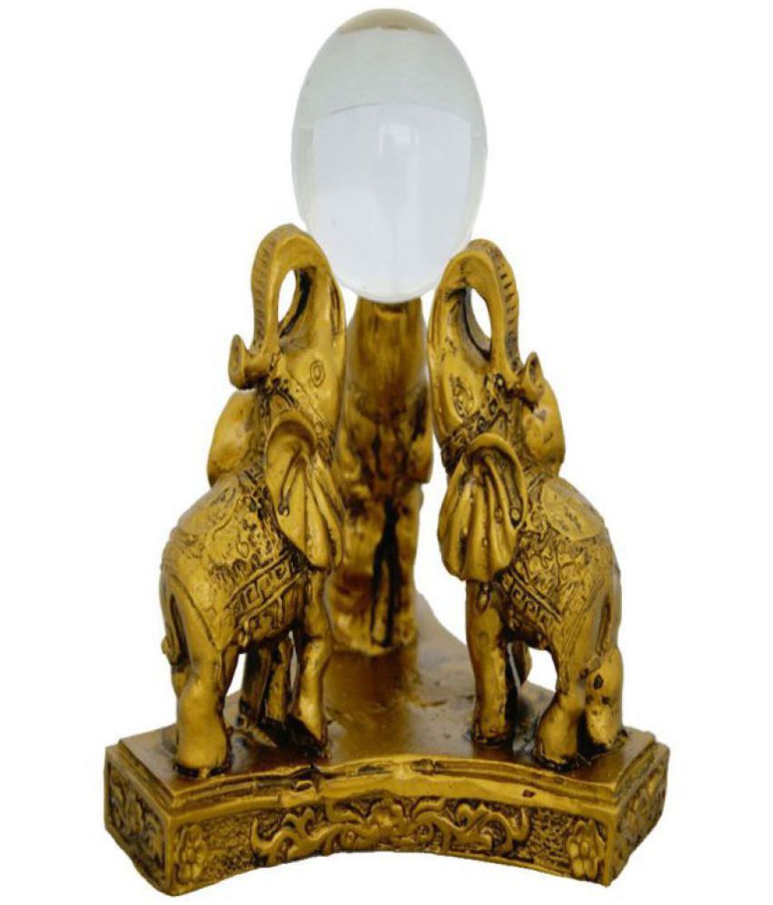     			King & Queen Antique Gold Elephants With Crystal Ball