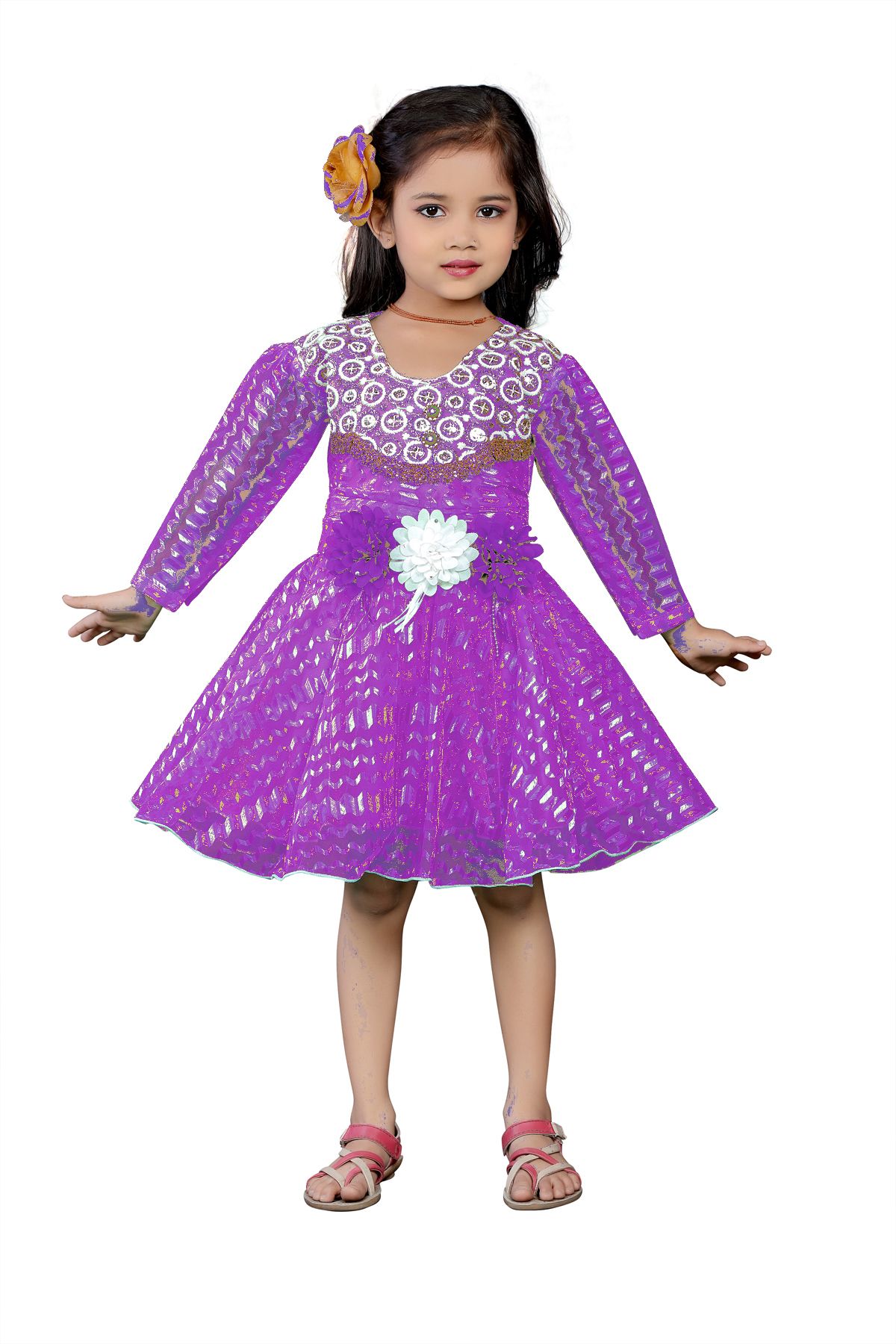 purple colour baby frock