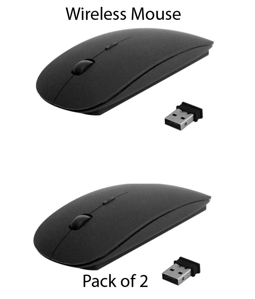     			Allen A-909 Wireless Mouse (Pack of 2) Ultra Sleek Slim 2.4Ghz with Nano Receiver (Black)