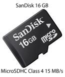 SanDisk 16 GB MicroSDHC Class 4 15 MB/s