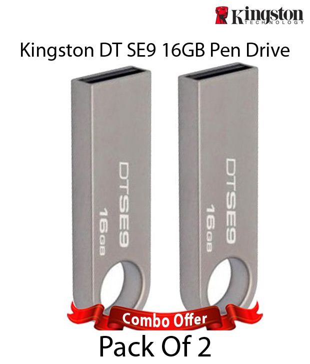     			Kingston DT SE9 16GB Pen Drive (Steel Body) Combo of 2