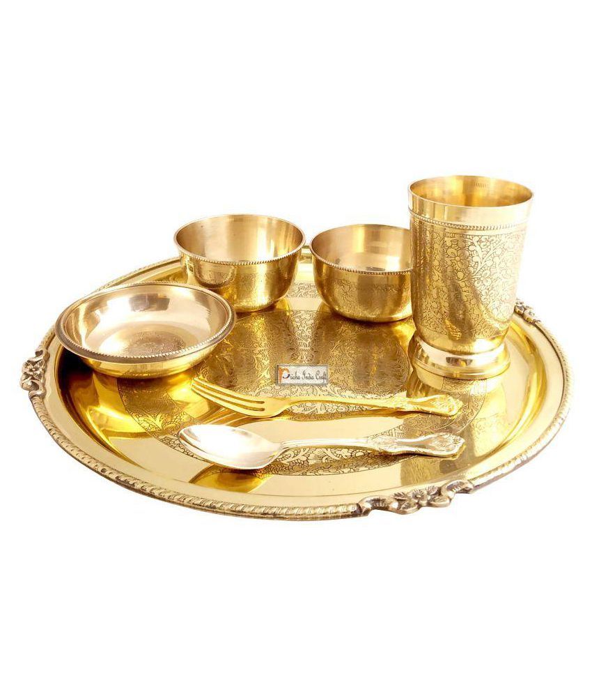 Prisha India Craft Brass Dinner Set Of Pieces Buy Online At Best