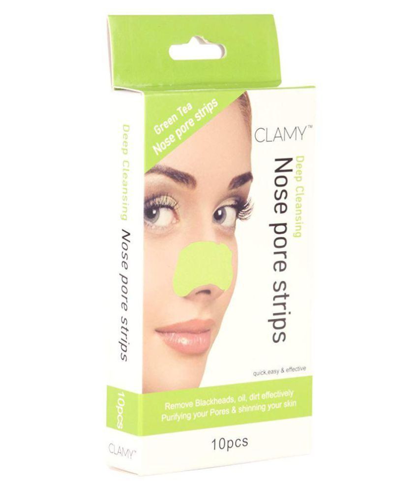 Clamy Nose Pore Strips Green Tea Wax Strips For 10 Pcs Buy Clamy