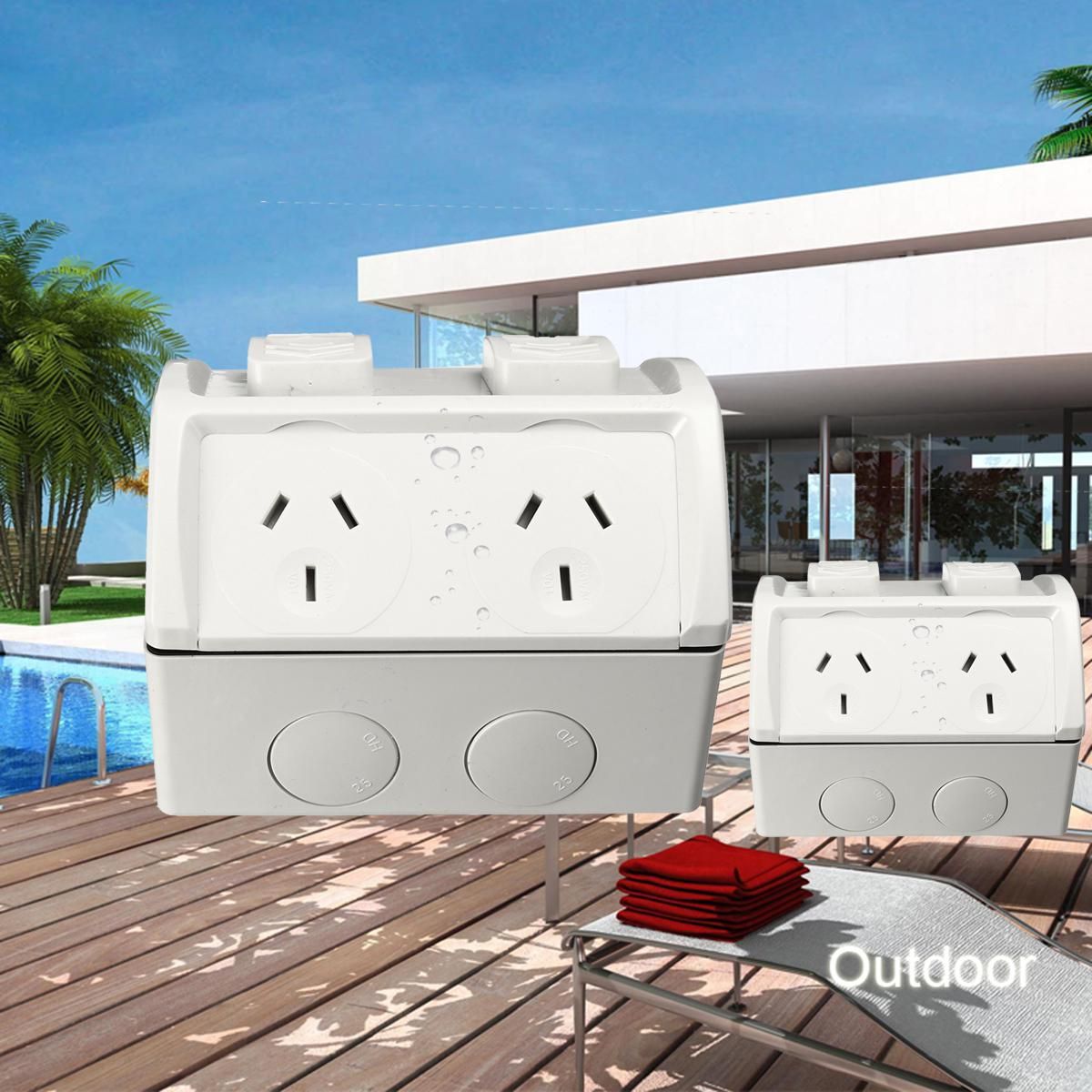Double Weatherproof Powerpoint Outdoor Power Outlet 10 Amp GPO WSC227/2RG Buy Double