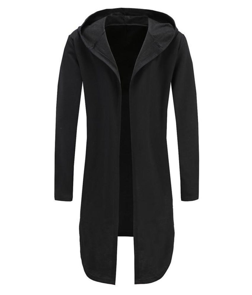 Mens Long Sleeve Winter Warm Trench Hoodie Hoody Plain Drape Cloak
