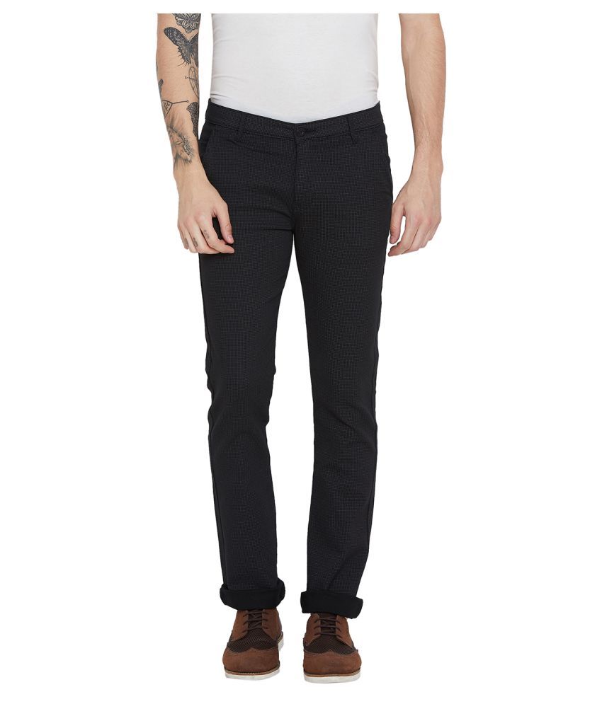     			Duke Black Slim -Fit Flat Trousers