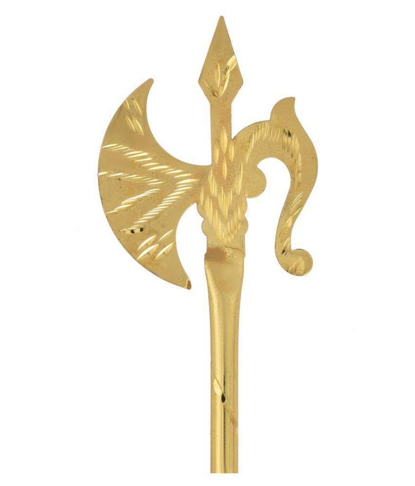 Memoir Gold Plated Parshuram farsa, Durga Kaali Weapon Stick, Puja