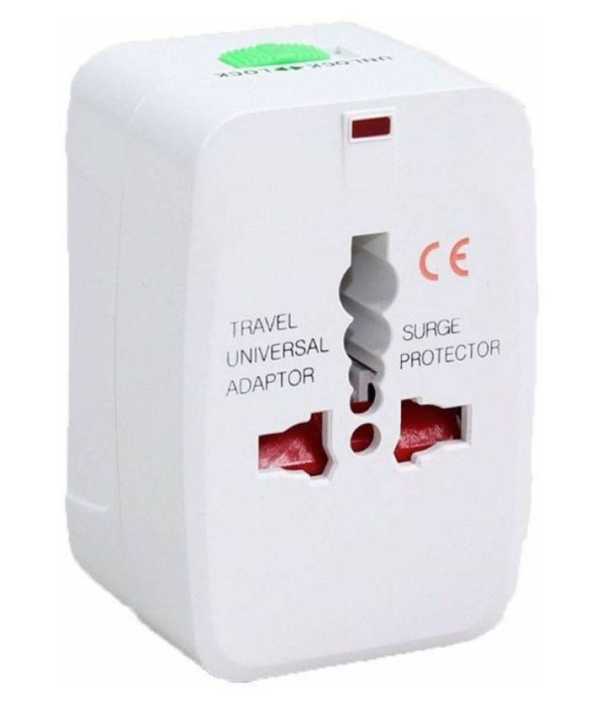 TRP TRADERS Universal World Wide Travel Charger Adapter Plug for Us Uk Eu Au Worldwide Adaptor White, Red
