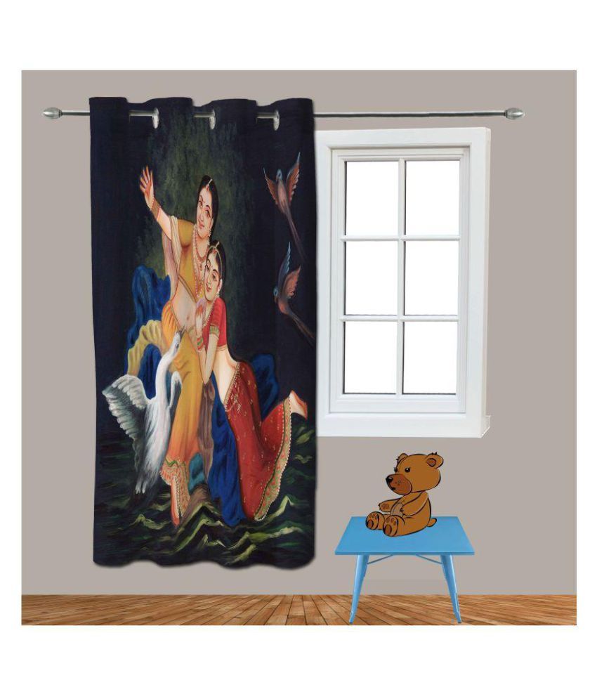     			indiancraft Single Long Door Semi-Transparent Eyelet Polyester Curtains Multi Color