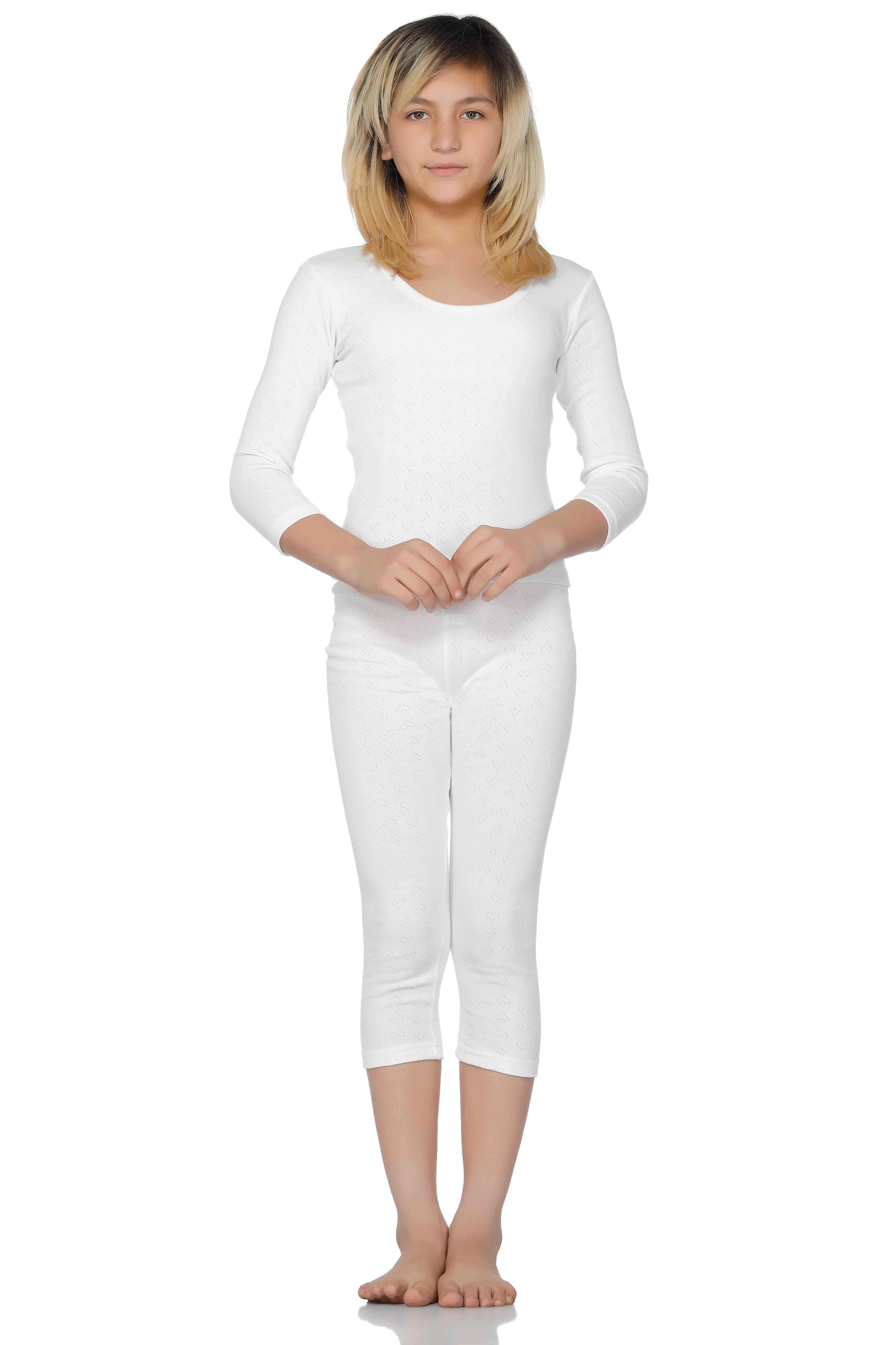     			Bodycare Insider Off White Solid Girls Thermal Top & Bottom Set