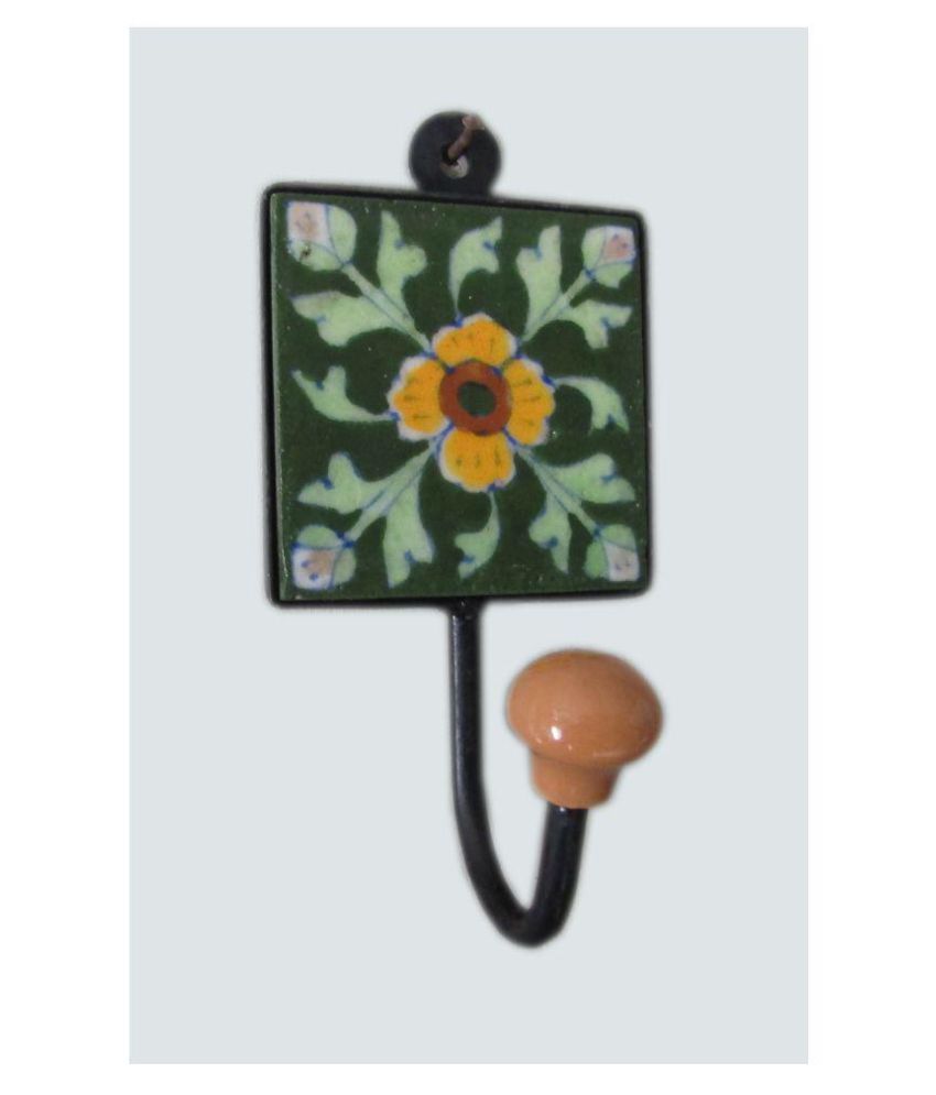 Buy Traditional Metal & Ceramic Tile Hanger Single Ceramic Wall Hooks