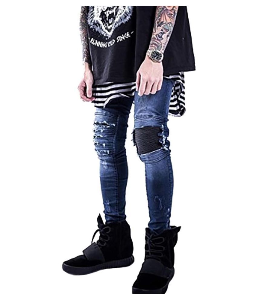 Men Ripped Jeans Slim Fit Fashion Denim 