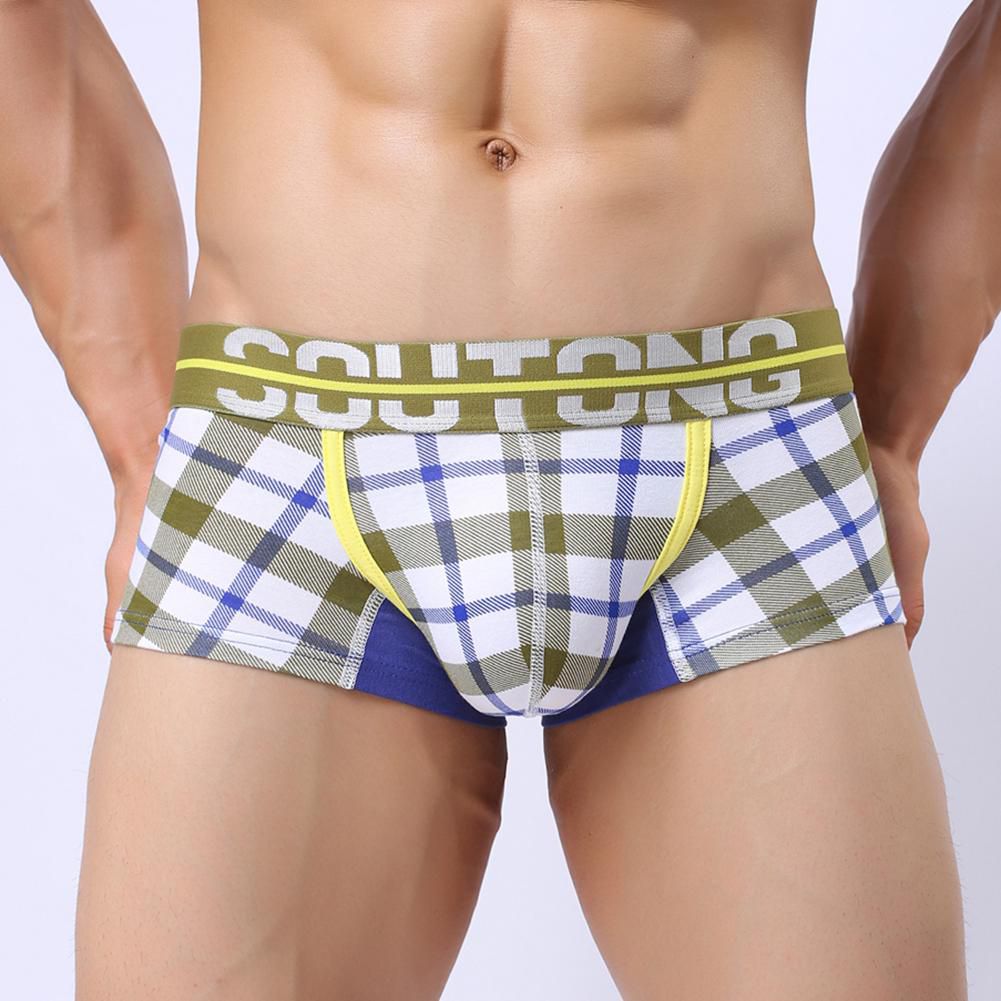 Sexy Plaid Pattern Breathable Boxers Briefs Bulge Pouch Low Rise Men Underwear Buy Sexy Plaid 2360