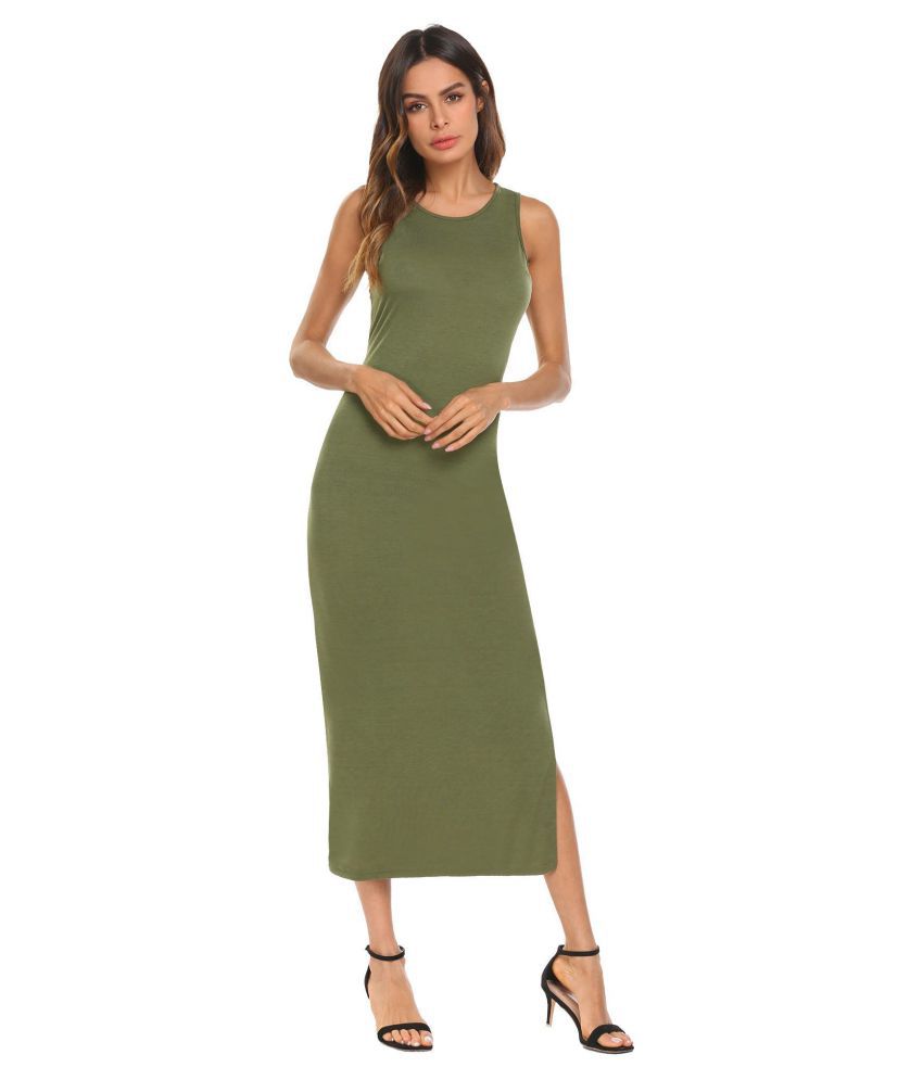 Women Casual O-Neck Sleeveless Solid Maxi Tank Side Split Dress - Buy Women  Casual O-Neck Sleeveless Solid Maxi Tank Side Split Dress Online at Best  Prices in India on Snapdeal