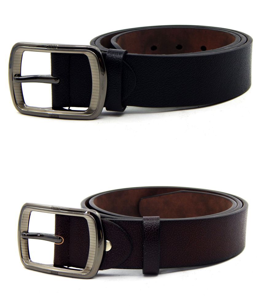 Els Brown Faux Leather Combo Belt - Pack of 2: Buy Online at Low Price ...