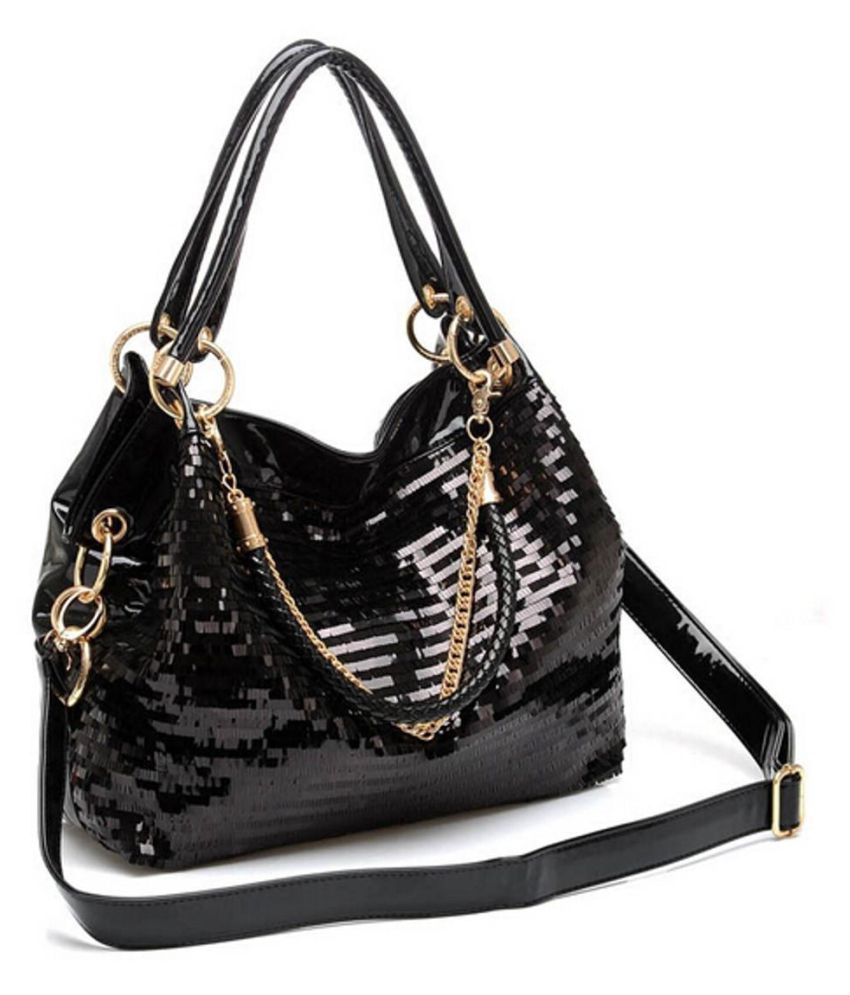 black sequin shoulder bag