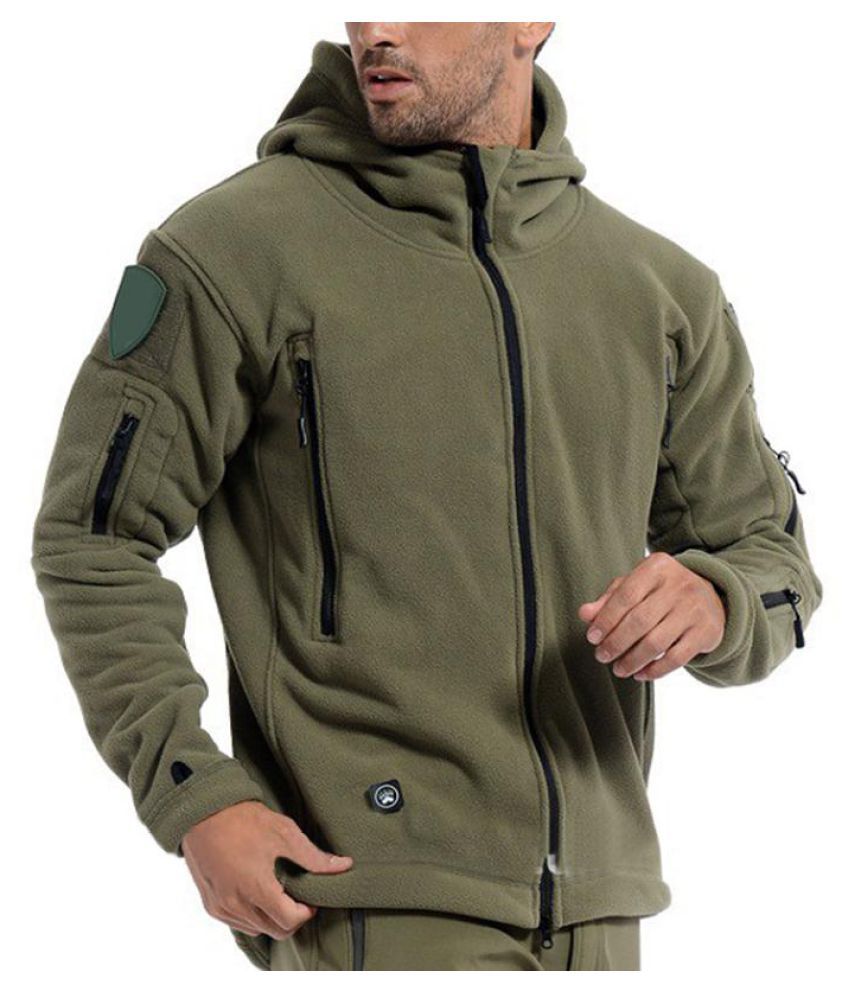 TACVASEN Men's Jacket Winter Tactical Jackets Full-Zip Fleece Jacket with Zipper Pockets 