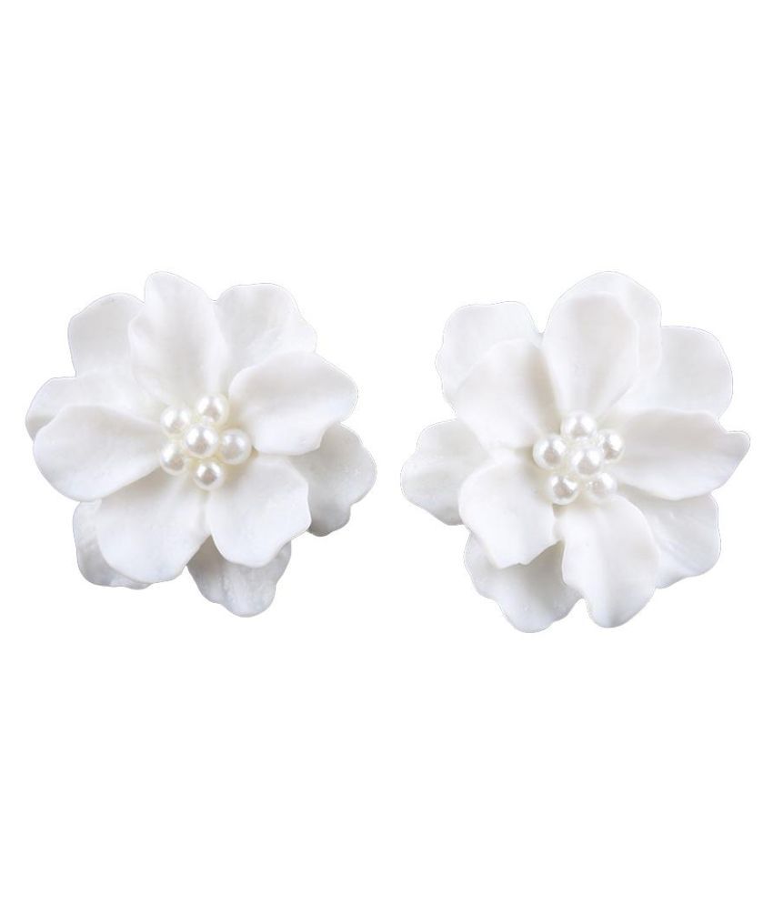 Elegant Resin Flowers Faux Pearls Women Earrings Ear Studs Dating