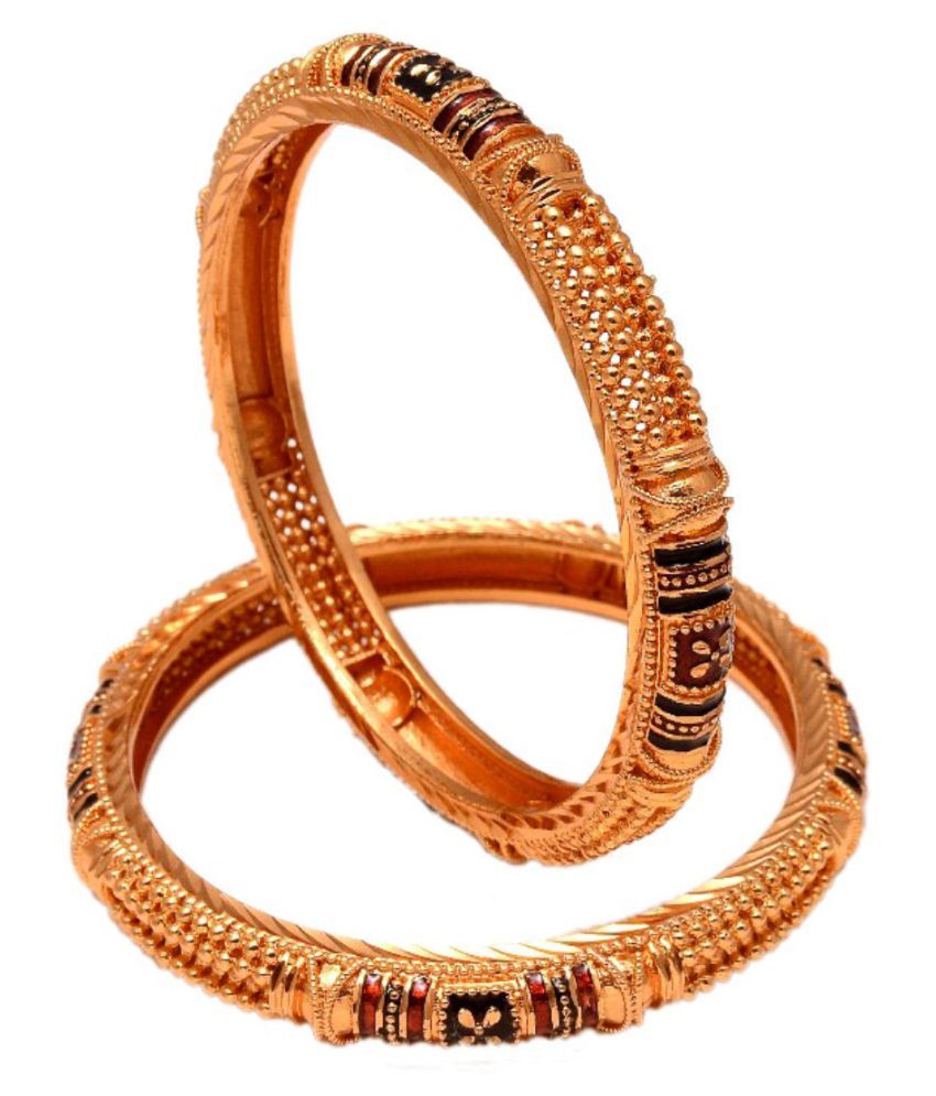 Jewar Mandi Bangles 2.6 Inches 2 Piece Two Gram Gold Plated Jewelry For Women /& Girls 7902