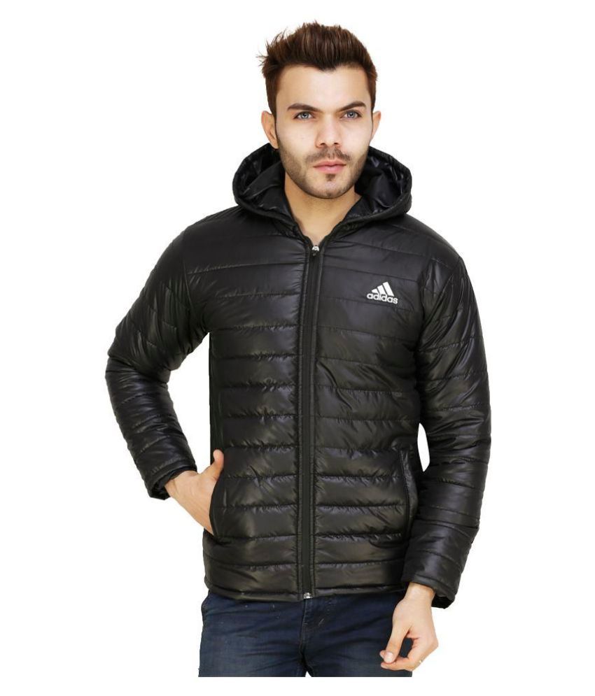 adidas black polyester fleece jacket