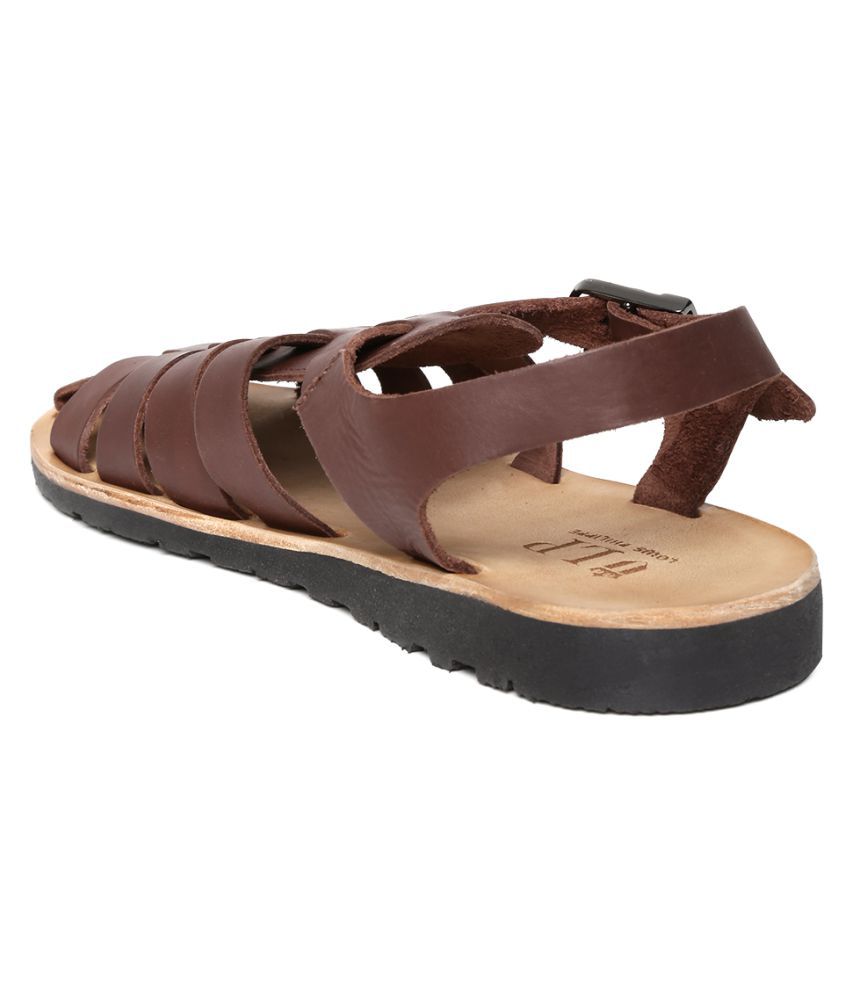 Louis Philippe Brown Leather Sandals Price in India- Buy Louis Philippe Brown Leather Sandals ...