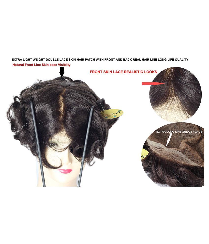 Ritzkart 7x5 Full Double Lace European Human Hair Patch Toupee For