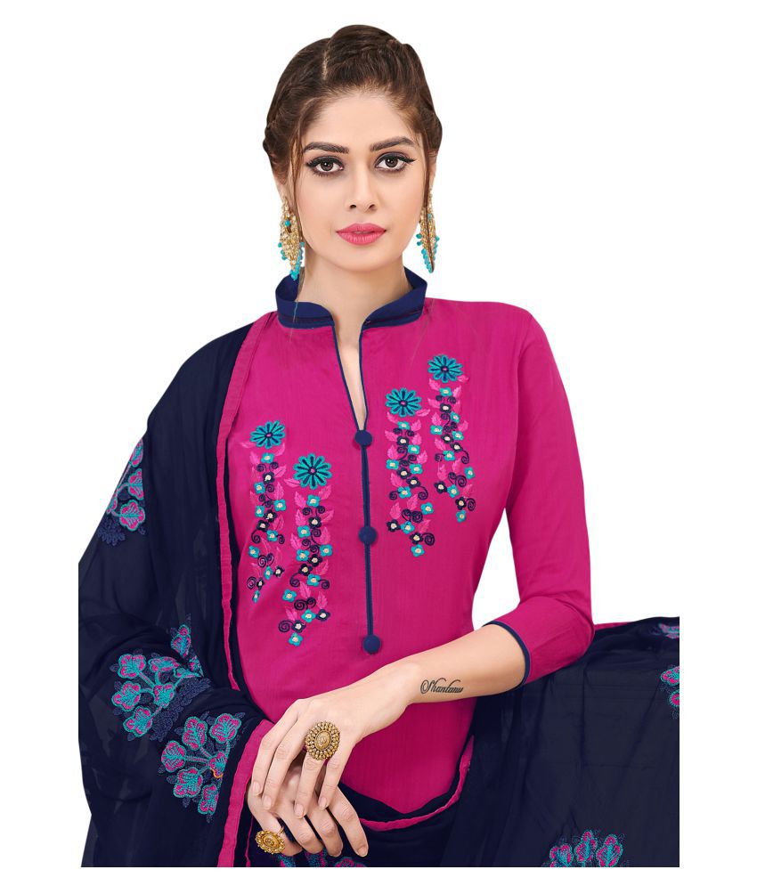 Manvaa Pink Bangalore Silk Straight Semi-Stitched Suit - Buy Manvaa ...