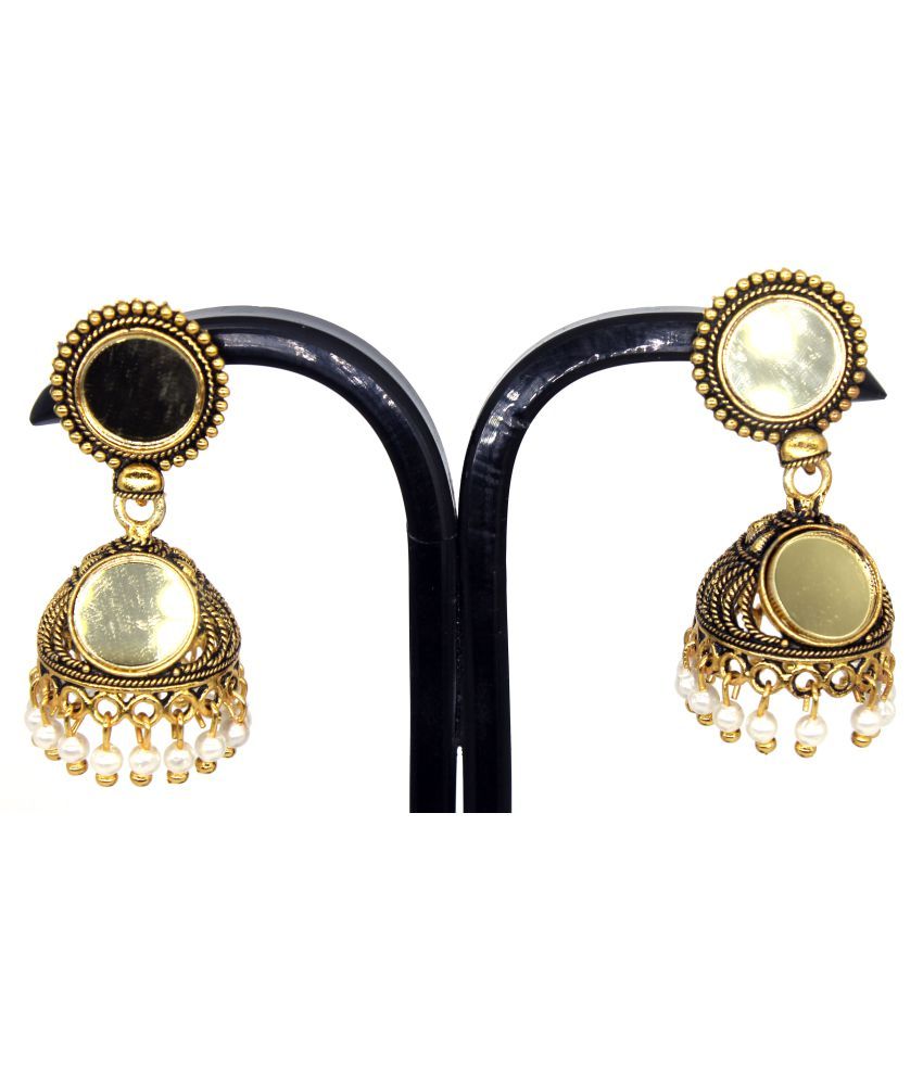 golden mirror jhumka