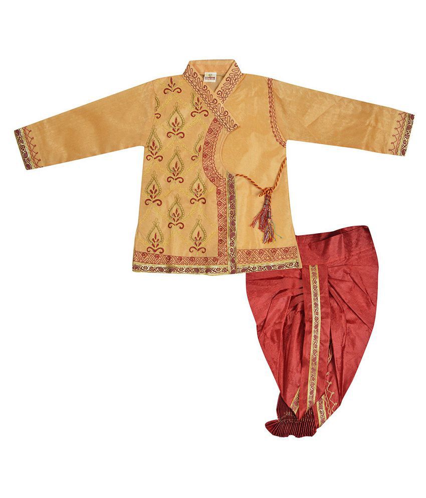 Boys Ethnic Cotton silk perfect and comfort Regular fit Dhoti Kurta  Set for festive and party