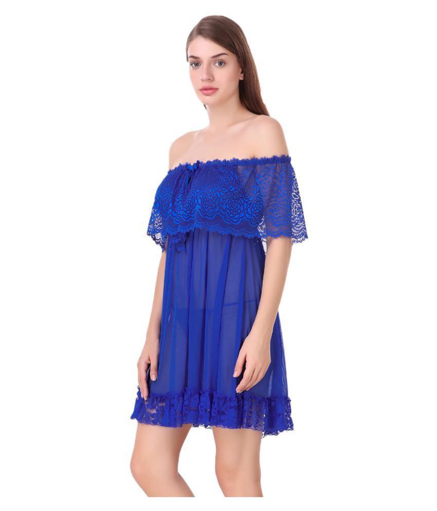 Buy Fasense Net Baby Doll Dresses With Panty Blue Online at Best