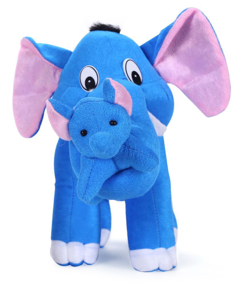     			Tickles Cute Mother Elephant with Single Baby Soft Stuffed Plush Animal for Kids (Color: Blue Size: 41 cm) (Made in India)