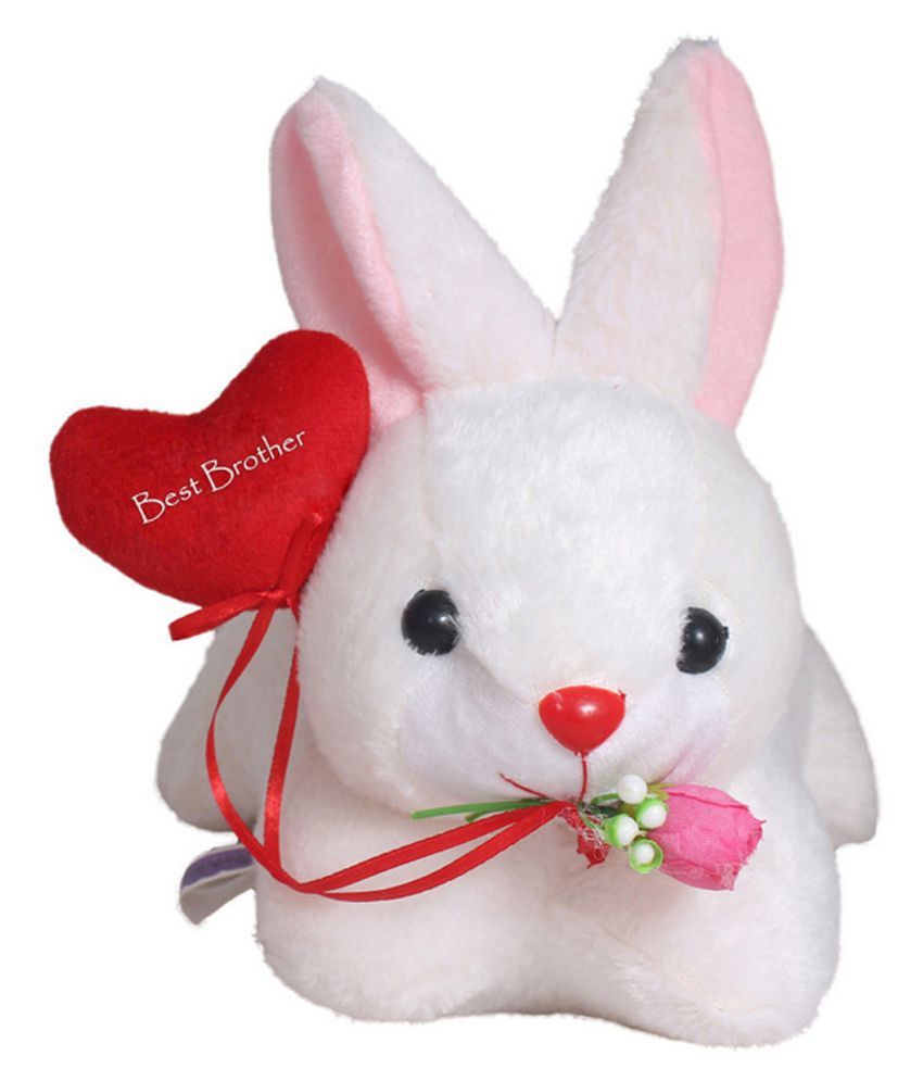     			Tickles Rabbit with Special with Best Brother Heart Soft Stuffed Plush Animal for Raksha Bandhan (Color:White & Red Size: 26cm)