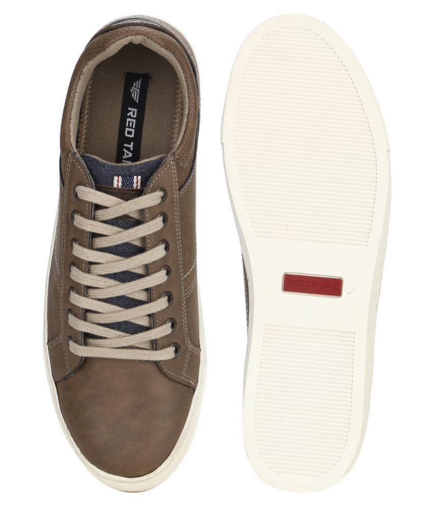 red tape brown leather sneakers
