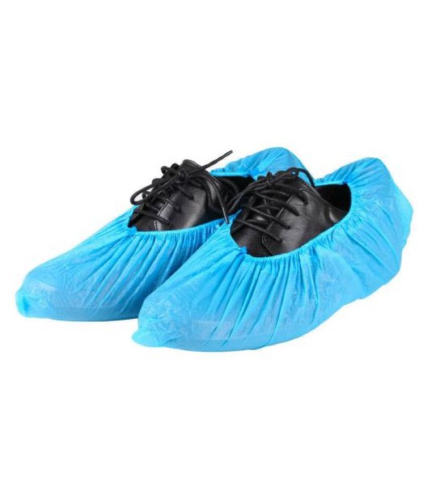 blue plastic shoe covers