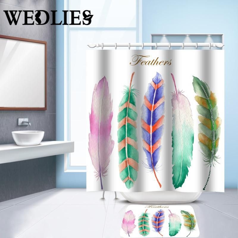Buy Polyester Shower Curtain Shower Bath Mat Set Waterproof Curtain With 12 Plastic Hooks Nonslip Floor Carpet Bathroom Accessories Online At Low Price In India Snapdeal