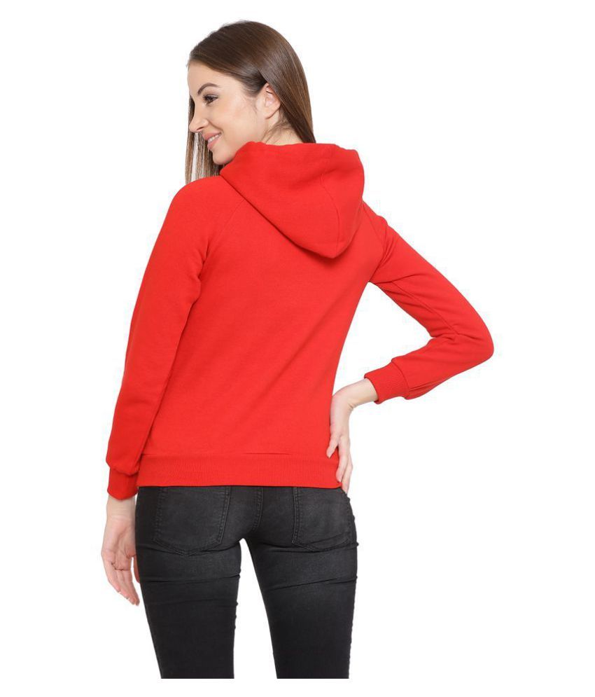 Buy Bellybottom Cotton - Fleece Red Hooded Sweatshirt Online at Best Prices in India - Snapdeal