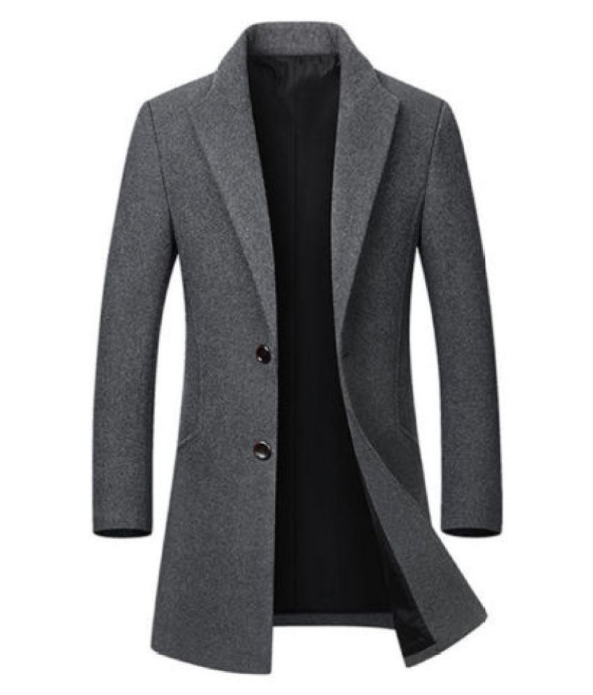 Winter New Men's Woolen Trench Coat Windbreaker Casual Overcoat Long ...