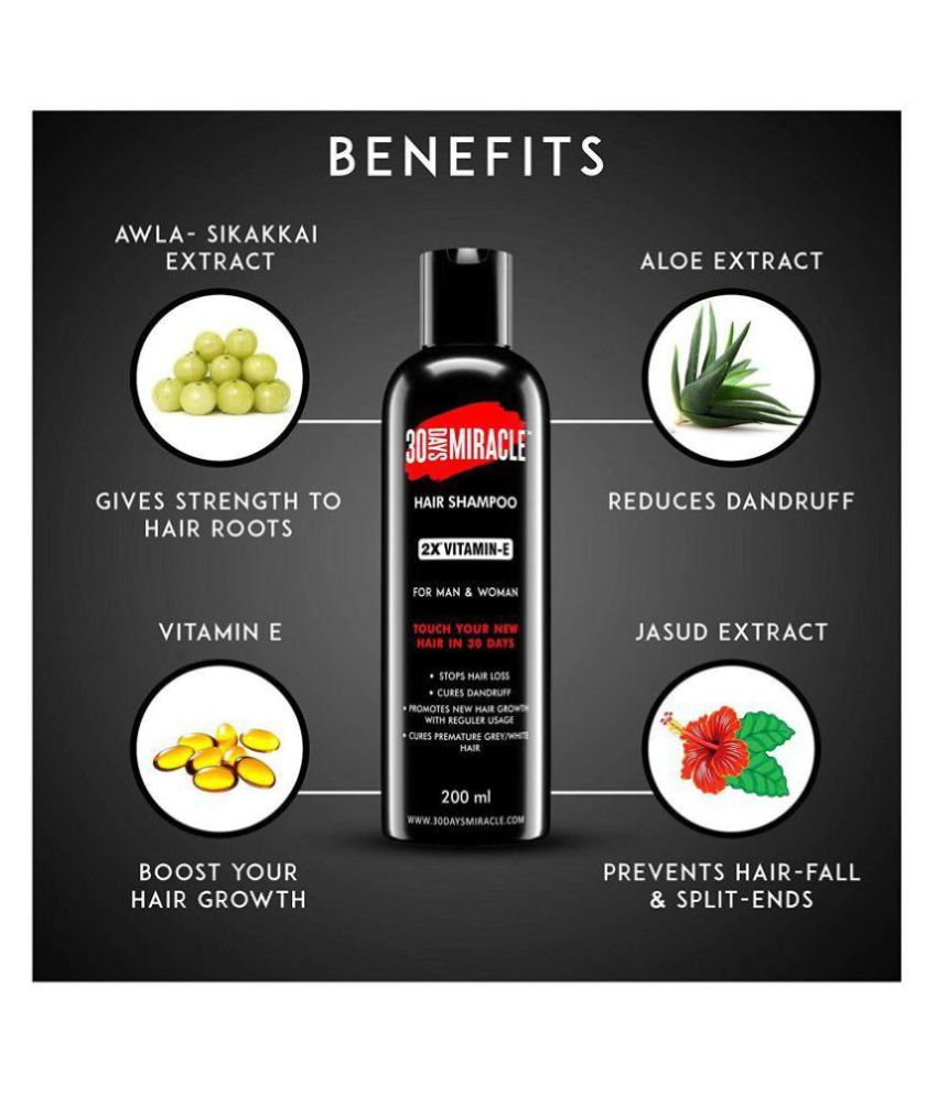 30 DAYS MIRACLE VitaminE Hair Shampoo Anti Hair Fall Shampoo 200 ml