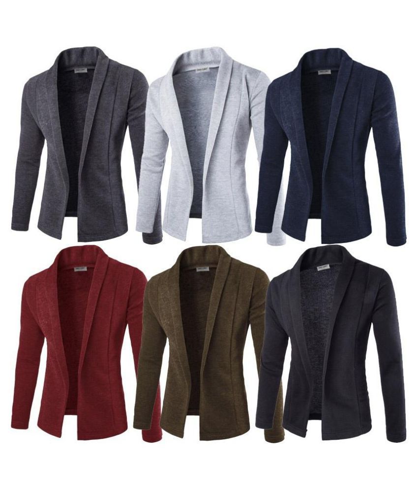 Solid Thiamin Mens Cardigan Knit Jacket with V-Neck Made of 100% Cotton 
