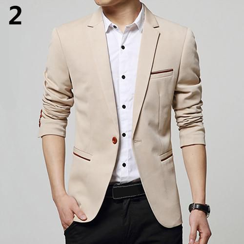 Moonuy Men Stylish Solid Suit Blazer Business Wedding Outwear Jacket Tops Blouse Mens Slim Fit Blazer One-Button Casual 2019Collection Leisure Suit Jacket 