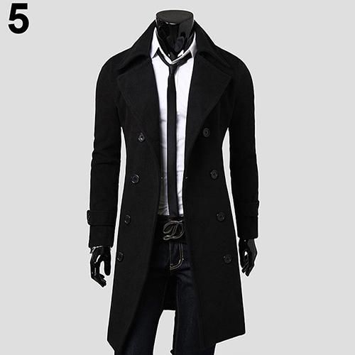 Mens Winter Trench Coat Outwear Double Breasted Warm Top Jacket Formal Overcoat