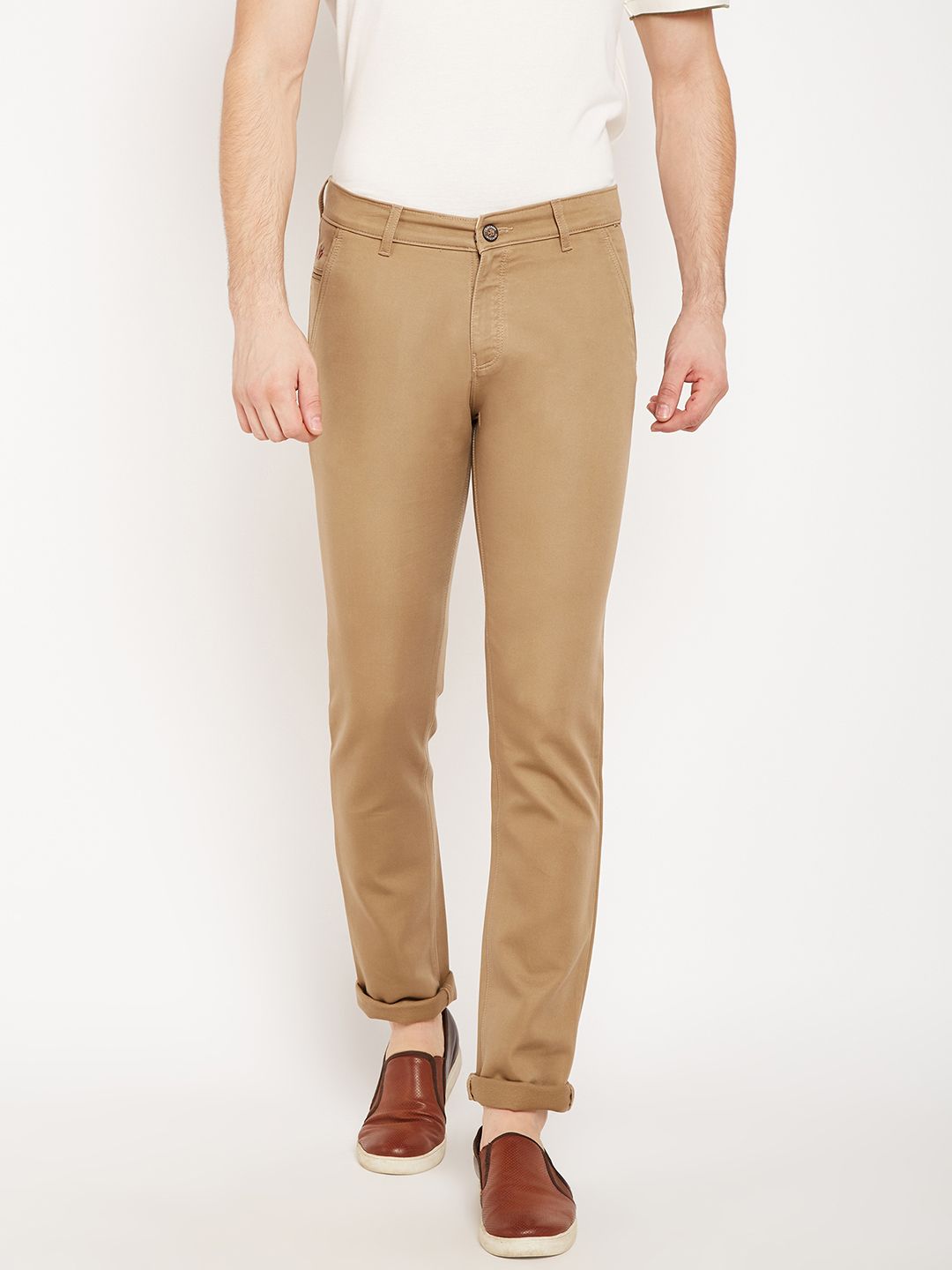beige slim fit trousers