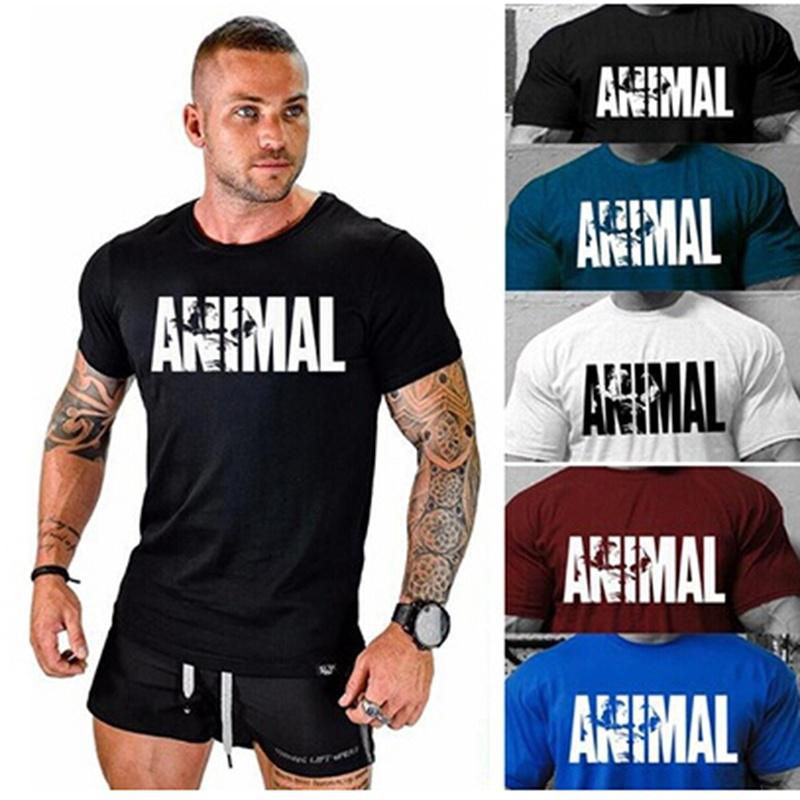 Casual Shirts,Round Neck Tops,Men Gym Fitness Printing Letters Animal Tank  O-Neck T Shirt Muscle Training - Buy Casual Shirts,Round Neck Tops,Men Gym  Fitness Printing Letters Animal Tank O-Neck T Shirt Muscle Training