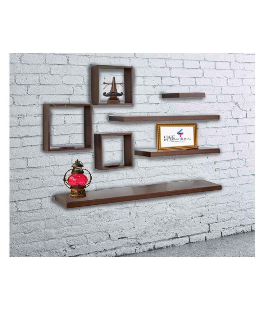 CRUZ INTERNATIONAL Floating Shelves Brown Wood - Pack Of 7: Buy CRUZ ...