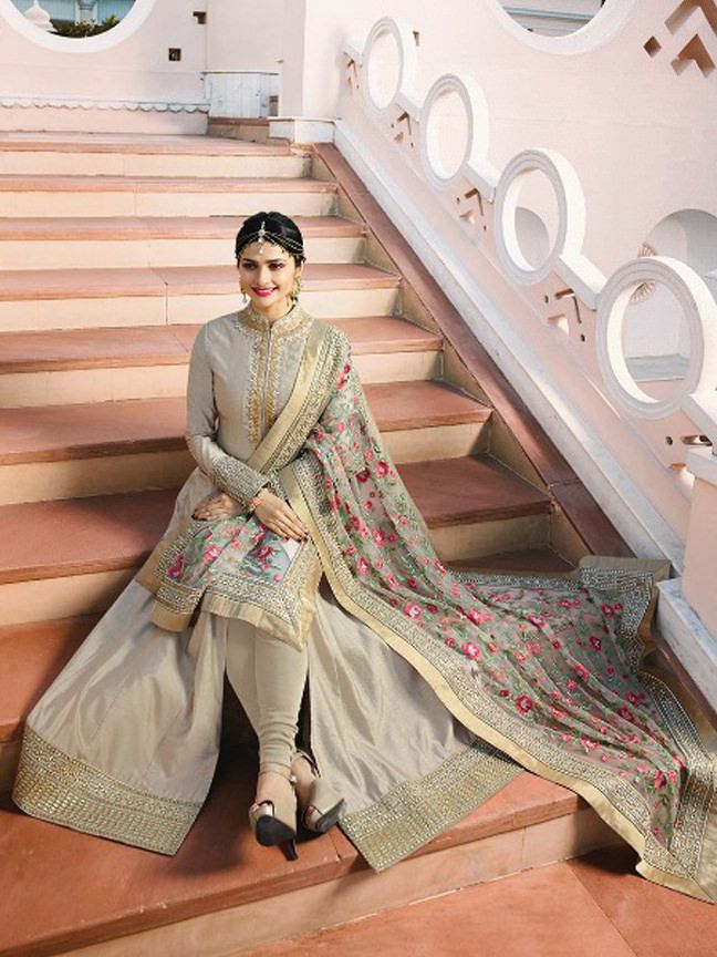 grey ethnic wear