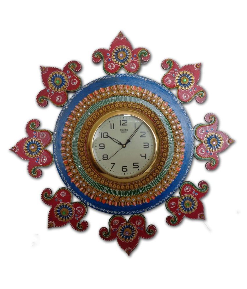 Unique Indian Crafts Assymetric Analog Wall Clock Décor Watch ( 3 x 35