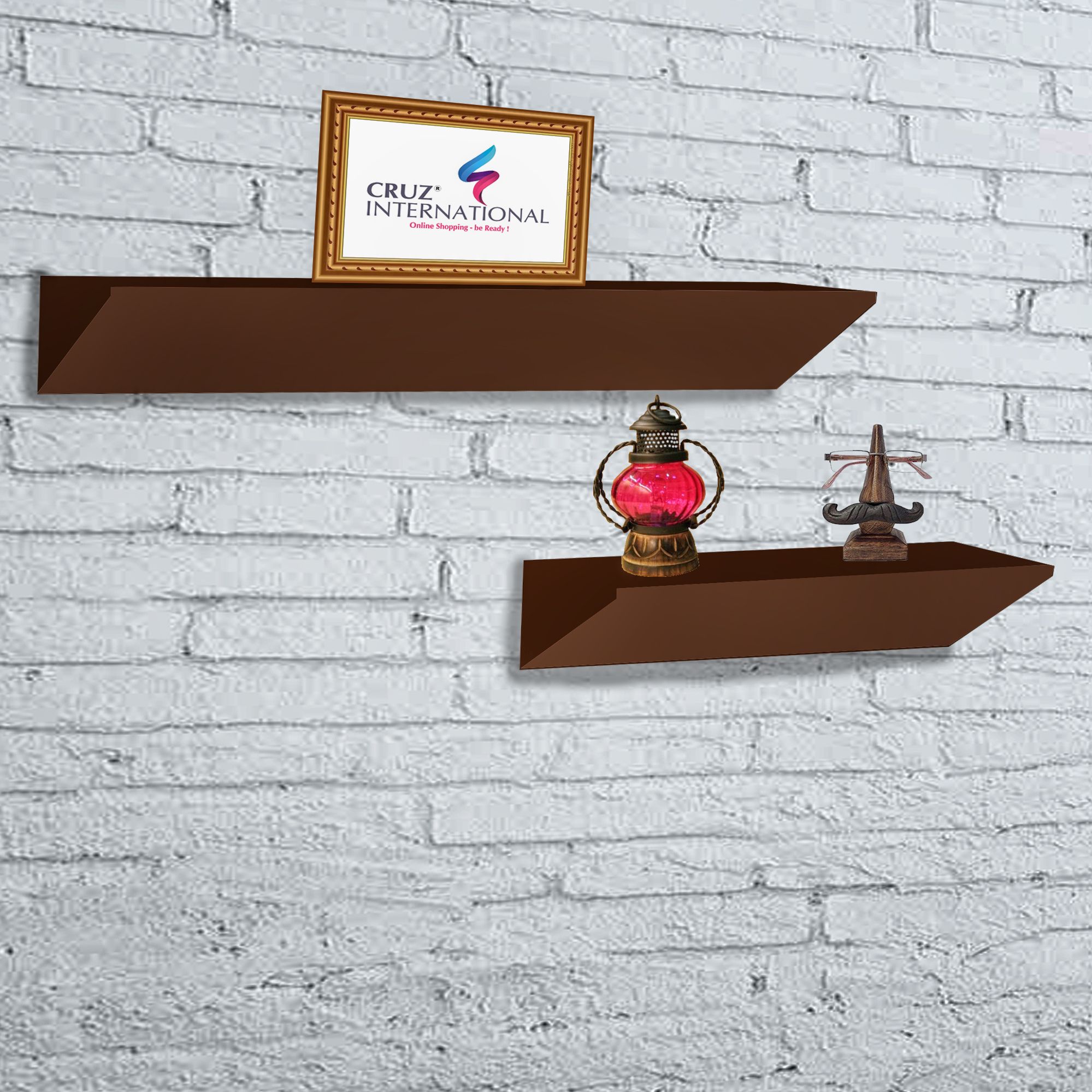 CRUZ INTERNATIONAL Floating Shelves Brown Wood - Pack Of 2: Buy CRUZ ...