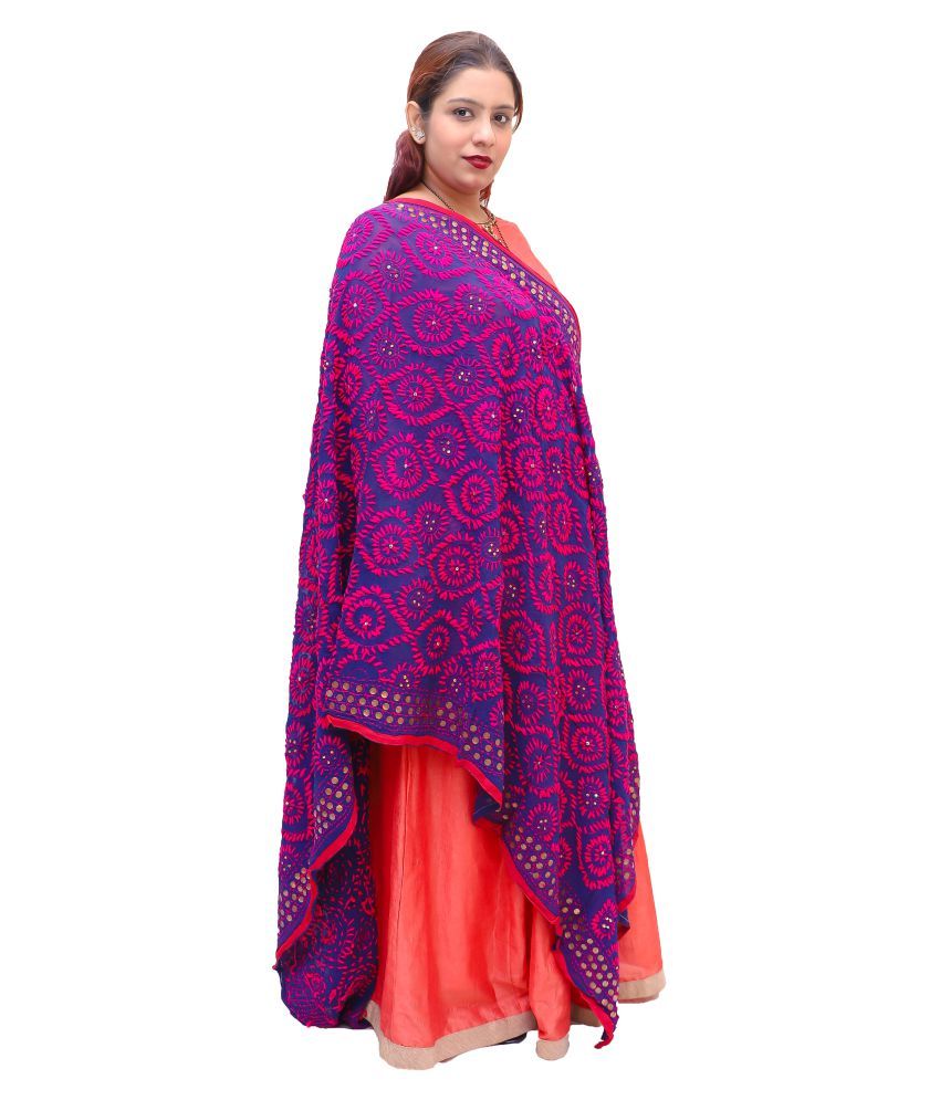 Kesar Blue Viscose Hand Embroidered Dupatta Price in India - Buy Kesar ...