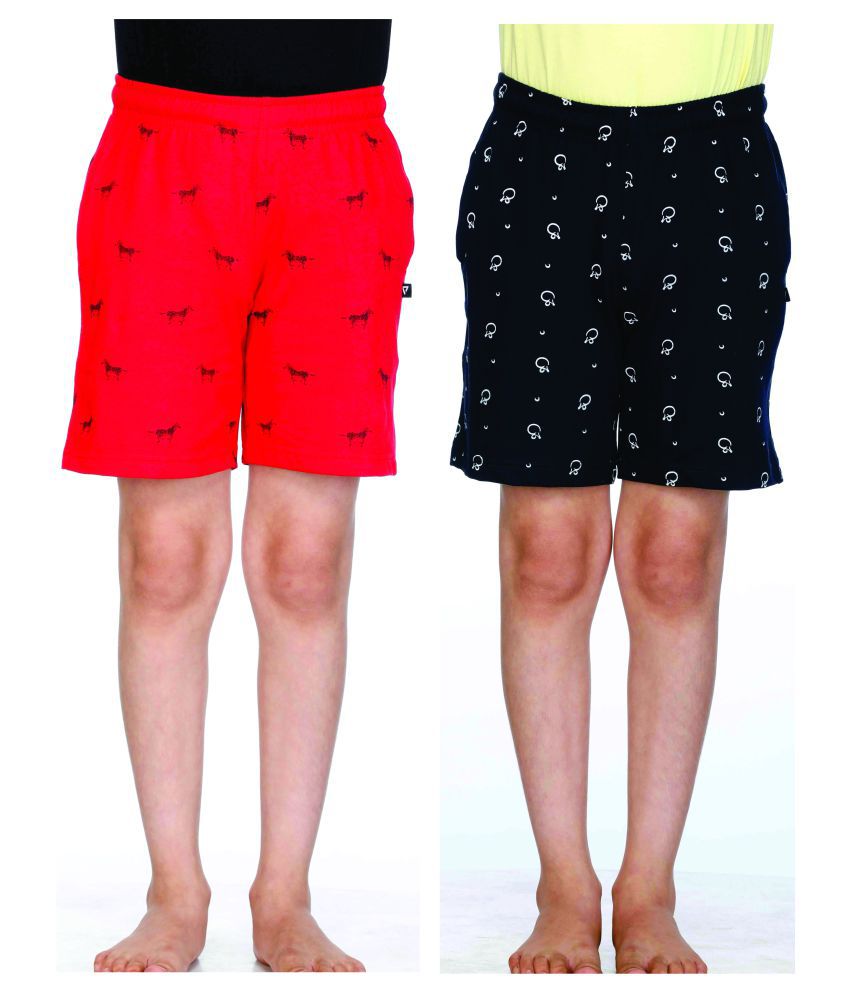     			Proteens Boy's Short Allover Print Red and Navy Combo Pack of 2