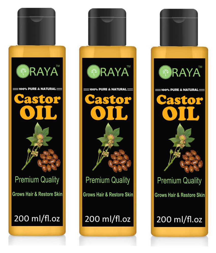 ORAYA 100% Organic Castor Oil & Glow Skin- (600 ml) 200 ml 600 ml Pack of 3